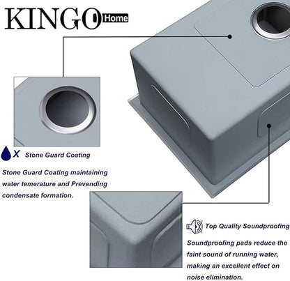 KINGO HOME Drop in Bar Sink, 15 x 20 Inch Single Bowl Small Kitchen Sink,304 Stainless Steel Topmount Wet Bar Sink Prep Sink With Grid&Drainer&Cutting Board