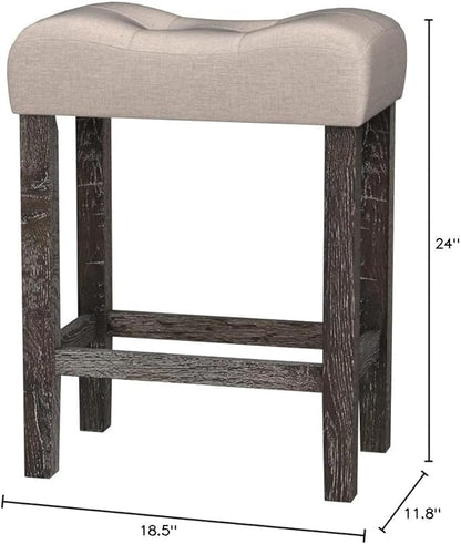 Roundhill Furniture Sora Button Tufted Counter Height Saddle Stools, Set of 2, Taupe