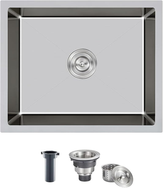 21 inch Bar Sink, KINKIB 21 x 18 x 9 inch Undermount Bar or Prep Kitchen Sink, Handmade Single Bowl T-304 Stainless Steel Small Kitchen Sink with Strainer