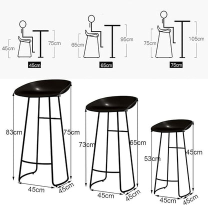 Minimalist Plastic PP Stools Backless with Metal Legs, Kitchen Island Dining Chairs with Comfortable Footrest, Counter Height Stools for Counter,Yellow-75cm