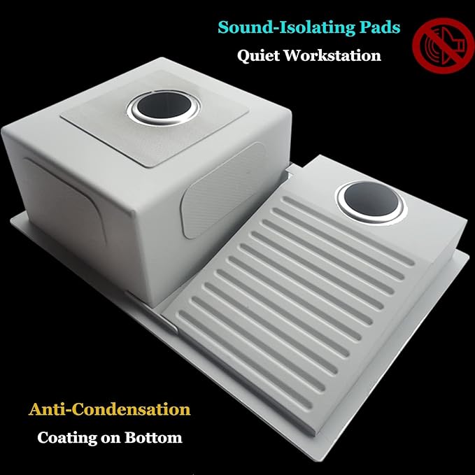 Laundry Utility Sink With Washboard Stainless Steel Kitchen Sink with Faucet Household Pool Balcony Room Wash Basin Easy Clean Double-Bowl, 700mm/27.5Inch
