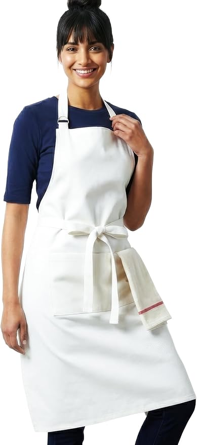 100% Cotton Kitchen Apron with 2 Pockets – Adjustable Chef Apron for Cooking Baking BBQ – Unisex Apron