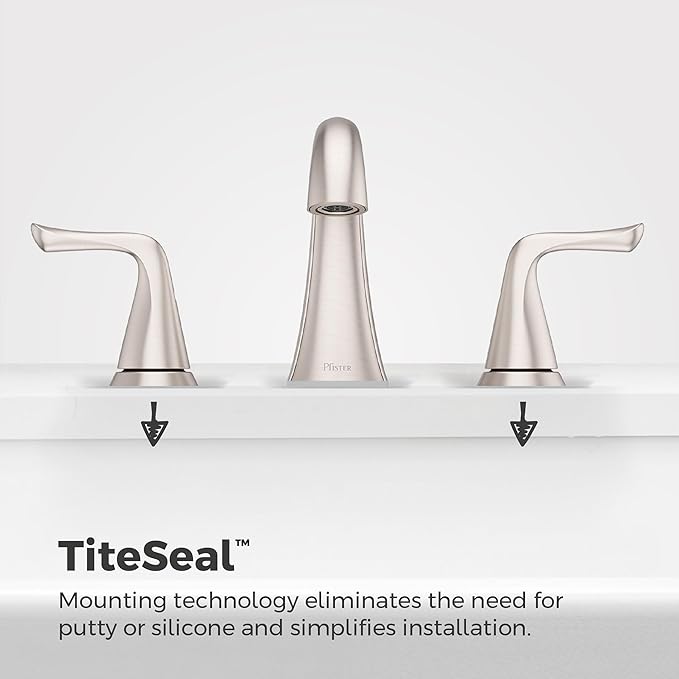 Pfister Willa Bathroom Sink Faucet 8 in Widespread 3 Hole 2 Handle Vanity Faucet with Push & Seal Drain NSF Certified Spot Defense Brushed Nickel Finish LF049MALGS