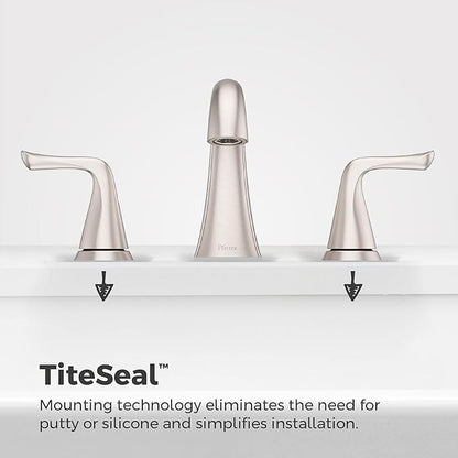 Pfister Willa Bathroom Sink Faucet 8 in Widespread 3 Hole 2 Handle Vanity Faucet with Push & Seal Drain NSF Certified Spot Defense Brushed Nickel Finish LF049MALGS