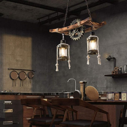 Eapmic 2-Head Retro Industrial Chandelier Gear Shape Farmhouse Pendant Light,Unique Creative Personality Vintage Ceiling Island Light (Style 1)