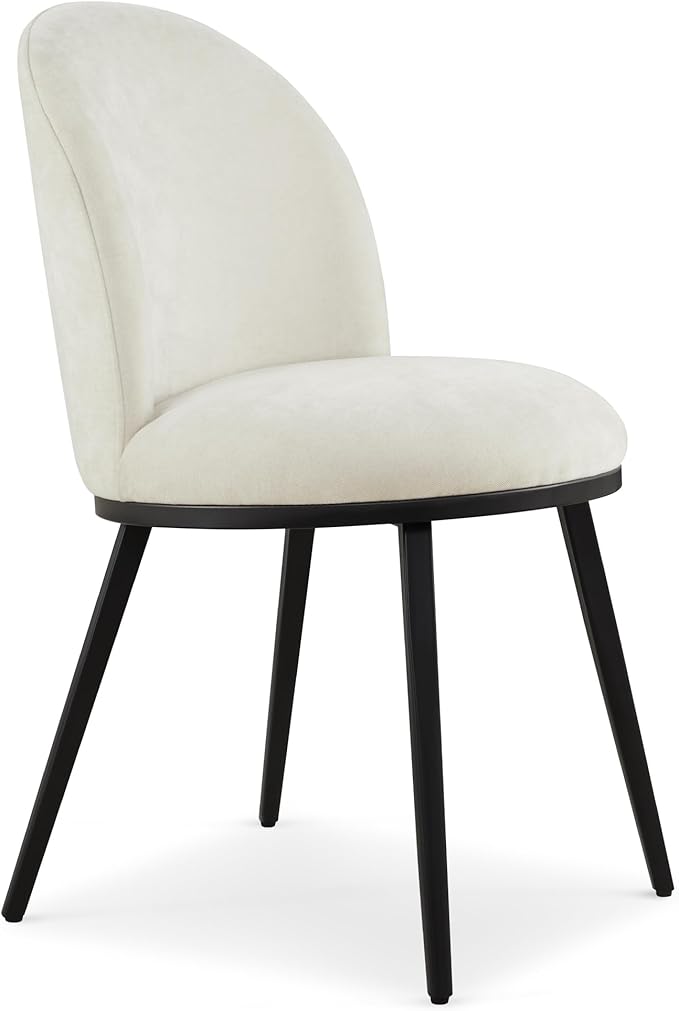 KISLOT Dining Chairs Set of 2, Fabric Upholstered Dining Room Chairs with Ergonomic Backrest & Metal Legs, Modern Kitchen Side Chairs for Home, Restaurant, and Café, Dove