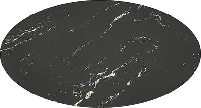 Round Table Top Multiple Sizes - Tempered Glass with Marble Design, Shatter-Resistant & Heatproof Surface Protector, Multipurpose for Dining/Coffee/Patio/End Table DIY Replacement (Black, 32 inch)