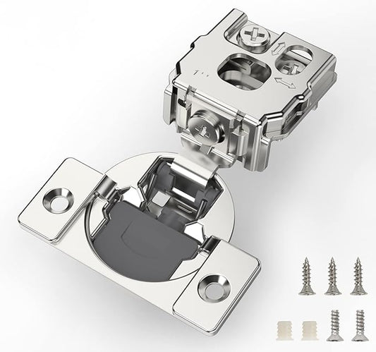 Furniware 30 Pieces 1 inch Overlay Soft Close Hinges for Kitchen Cabinet Hinges Satin Nickel Hidden Hinges Soft Closing Cabinet Hinges Stainless Steel Concealed Hinge self Closing 105 Degree
