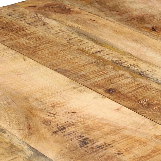 Rough Mango Wood Dining Table Natural Finish, 63 Inch Rectangular Seats 6, Industrial Iron Frame for Kitchen and Dining Dinner Mesas de Comedor
