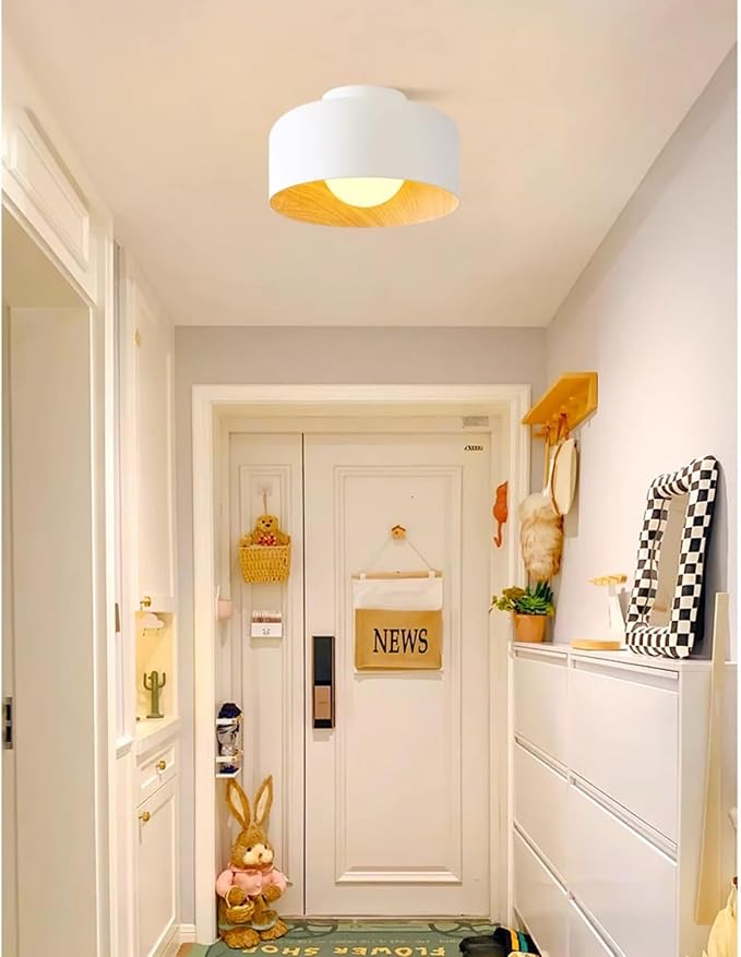 Staircase Flush Mount Ceiling Light Fixture 8.6in Rust-Proof Iron Ceiling Lamp G9 5W Warm Light 3000K Close to Ceiling Light Retro Industrial Interior for Shops, Hostels, Clothing Stores