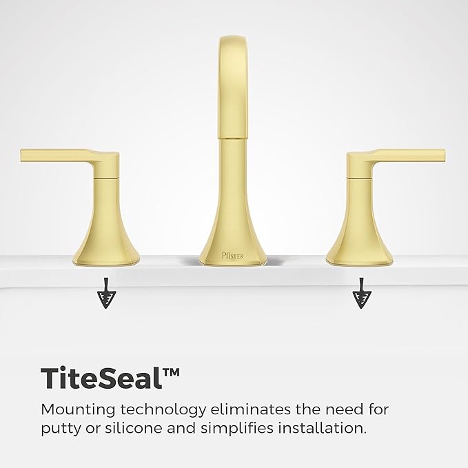 Pfister Vaneri 8 in Widespread Bathroom Sink Faucet 3 Hole 2 Handle Brushed Gold Vanity Faucet with Push & Seal Drain NSF Certified Water Efficient TiteSeal LF049VRIBG