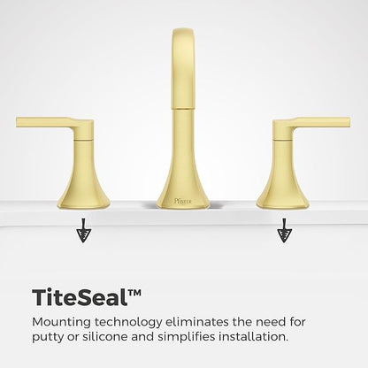 Pfister Vaneri 8 in Widespread Bathroom Sink Faucet 3 Hole 2 Handle Brushed Gold Vanity Faucet with Push & Seal Drain NSF Certified Water Efficient TiteSeal LF049VRIBG