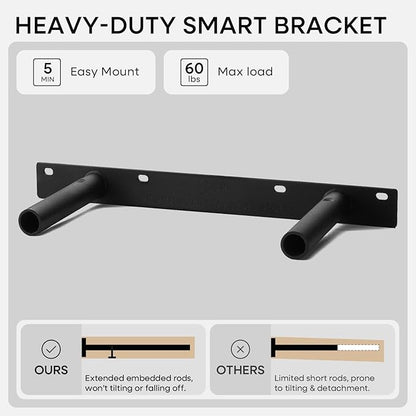 Homeforia 16 inch Golden Oak Floating Shelf, High End Solid Real Wood 16inch Small Floating Shelves for Wall Mounted, Oak Wooden 16in Floating Shelves, Heavy Duty Bracket, 16 X 6.5 X 1.75 in, Set of 3