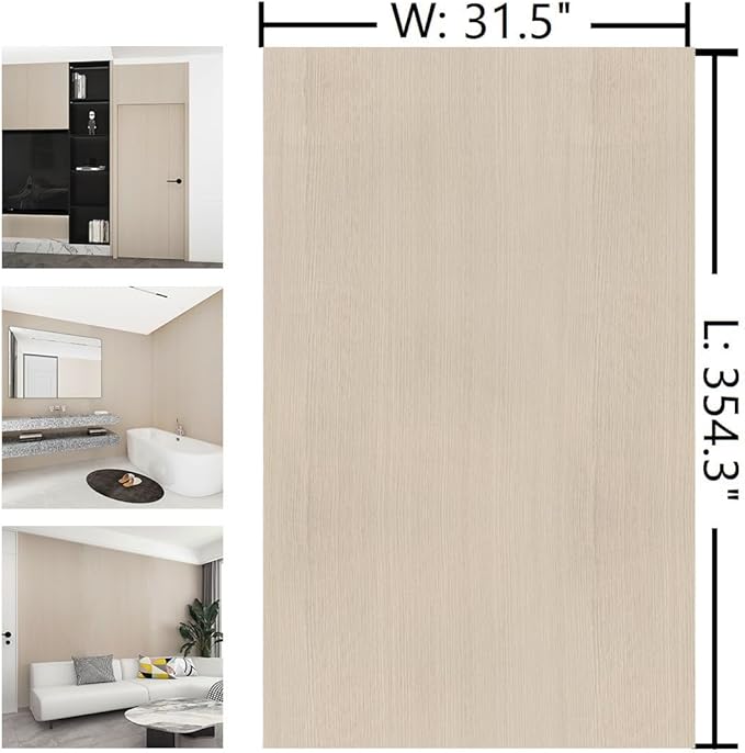 Boobest 31"x354" Beige Wood Wallpaper Peel and Stick Modern Faux Wood Contact Paper Waterproof Self Adhesive Light Wood Grain Contact Paper for Bathroom Farmhouse Laundry Room Rent Friendly Wallpaper