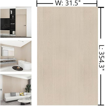 Boobest 31"x354" Beige Wood Wallpaper Peel and Stick Modern Faux Wood Contact Paper Waterproof Self Adhesive Light Wood Grain Contact Paper for Bathroom Farmhouse Laundry Room Rent Friendly Wallpaper