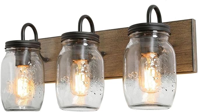 classy leaves Bathroom Vanity Light Fixtures, 3 Light Farmhouse Mason Jar Vanity Lights for Bathroom, Rustic Bathroom Lighting Lights Over Mirror