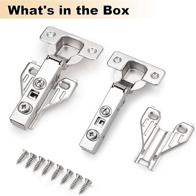 Probrico Full Overlay Soft Closing Clip On Face Frame Mounting Cabinet Hinges 5 Pair - 10 Pieces, 105 Degree Self Closing Kitchen Cupboard Door Hinges