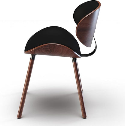 SIMPLIHOME Marana Dining Chairs - Upholstered Bentwood Back and Vegan Leather Kitchen Chair in Black, Mid-Century Modern Dining Room or Kitchen Seating with Contoured Seat and Beech Wood Base
