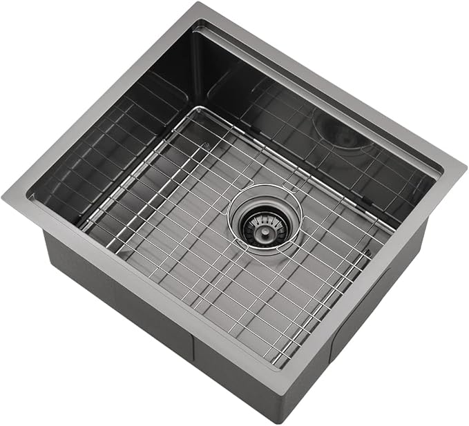 Black Bar Sink Undermount-VASOYO 19x18 Small Kitchen Sink Undermount Wet Bar Sinks Black Stainless Steel Rv Sinks Camper Outdoor 16 Gauge Single Bowl Deep Bowl Mini with Cutting Board
