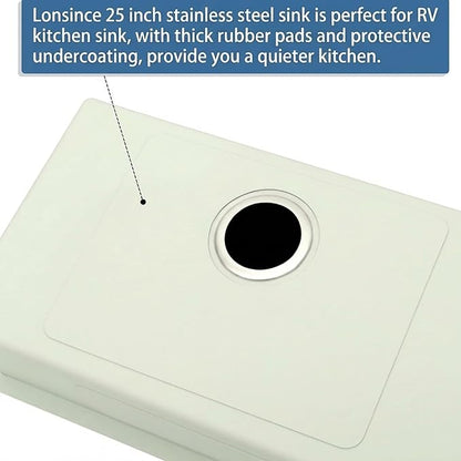 RV Kitchen Sink 25 X 15 inch,Undermount Kitchen Sink with 7 inch Depth,Stainless Steel Kitchen Sinks for RV,Outdoor Caming Van Sink