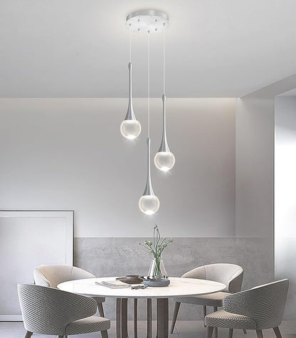 Crystal Chandelier for Dining Room Glam 3 Light Cluster Crystal Pendant Light Dimmable LED Chandeliers for Kitchen Island Living Room Silver