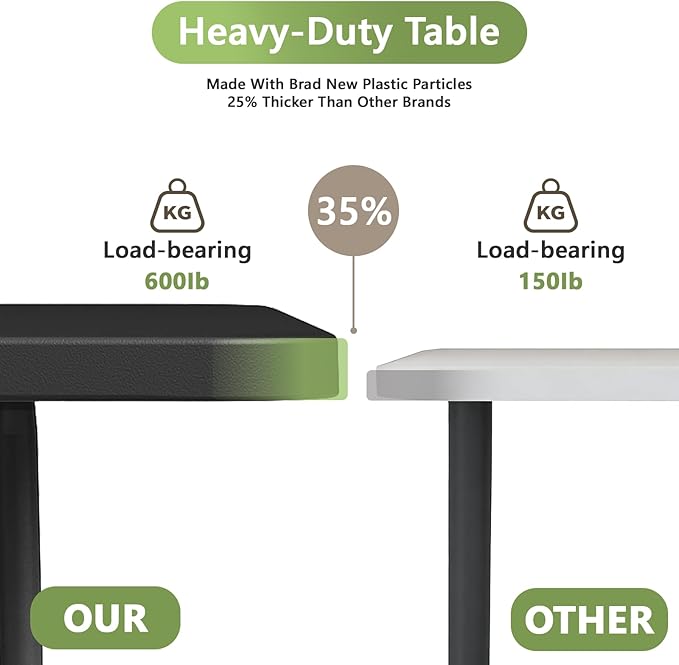6ft Folding Table, Heavy Duty Plastic Card Table with Foldable Steel Legs, Metal Frame Support up to 600 lb, Portable for Indoor, Outdoor, Picnic, Camping, Dining, Party, Black