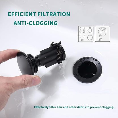 Black Bathroom Faucet 3 Hole Widespread Bathroom Faucet 8 Inch with Sink Pop Up Drain with Overflow Set Two Handles SUS304 Stainless Steel Vanity Faucets 8-12 Inches Matte Black, SFD4+SD-BK