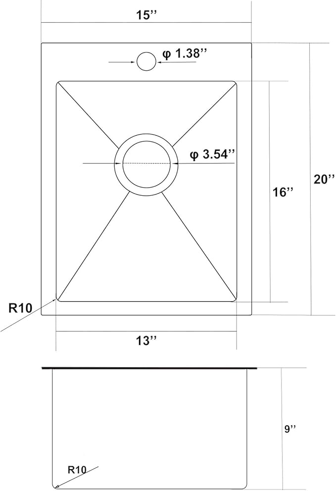 15x20 Inch Bar Sink Drop In, Topmount Small 16 Gauge 304 Stainless Steel Kitchen Sink，Single Bowl Handmade Sink for Laundry Wet Bar Prep RV Office Outdoor Yard with Grid & Drain