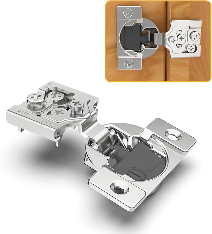 Chibery 60 Pack 5/8" Overlay 4D Soft Close Concealed Hinges for Face Frame Door, Adjustable Closing Speed, Self Close Satin Nickel, 105° Open Angle Concealed Stainless Steel Hinges for Cabinet