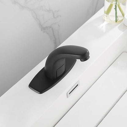 Touchless Bathroom Faucet Black Dual Powered Automatic Faucet Auto Sensor Motion for Bath Tub Lavatory Vanity Sink One Hole Handsfree Battery or Plug to Choose