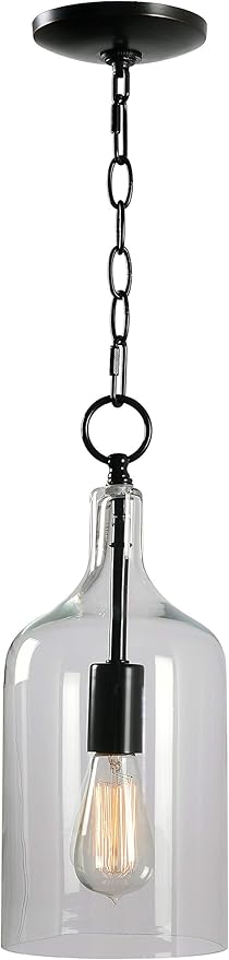 Kenroy Home Capri 1 Light Mini Pendant with Blackened Oil Rubbed Bronze Finish, Casual Style, 15.25" Height, 6.125" Width, 6.125" Depth