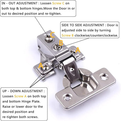 50 Pack Soft Close Cabinet Door Hinges for 1/2" Partial Overlay Cupboard, 100 Degree Opening Angel, Stainless Concealed Kitchen Cabinet Hinges with Mounting Screws and Manual