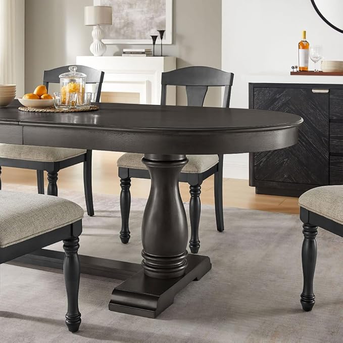 Mid-Century Modern Extendable Dining Table for 4-8, Expandable Space-Saving Kitchen Table with Leaf, Heavy-Duty Wood Finish Furniture for Dining Room, Small Apartment & Family Gatherings (Dark Brown)