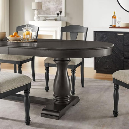 Mid-Century Modern Extendable Dining Table for 4-8, Expandable Space-Saving Kitchen Table with Leaf, Heavy-Duty Wood Finish Furniture for Dining Room, Small Apartment & Family Gatherings (Dark Brown)