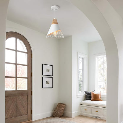 Modern Pendant Lights, 3 Packs 9.4inch Farmhouse Pendant Light, White Pendant Light, Kitchen Pendant Lighting, Pendant Lights Kitchen Island for Living Room, Bar, Bedroom, Office