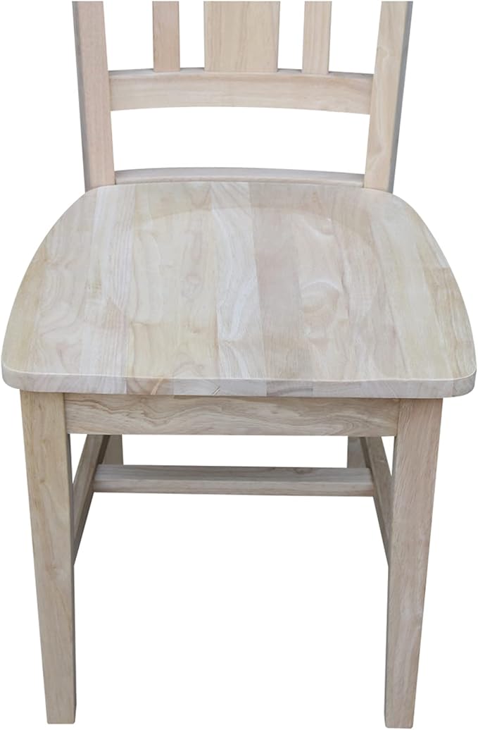 International Concepts San Remo Slat Back Chairs, Solid Parawood, Unfinished (Set of 2)