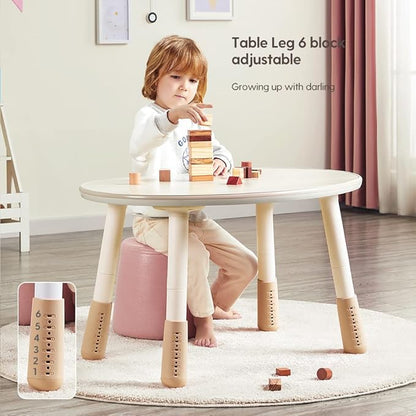 Children's Table, Height Adjustable Kids Play Table, Graffiti-Ready Kids Art Table. Suitable for Home & Kindergarten, Brown