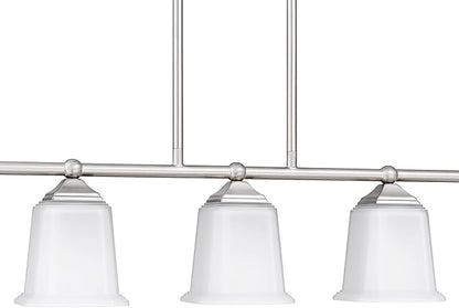Tawson Nox Vintage 5-Light Chandelier Island Pendant Light with Brushed Nickel White Glass for Dining Room, Kitchen Island, Industrial, Vintage Decor