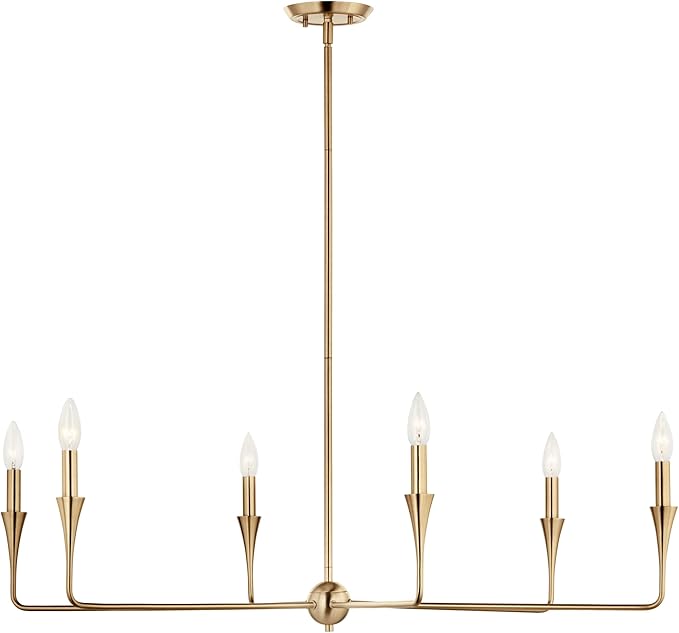 Kichler Alvaro 6-Light Chandelier, Soft Modern Light in Champagne Bronze, for Dining or Living Room, Office or Bedroom (19.25" x 40.25"), 52690CPZ