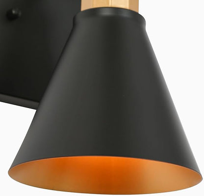 KSANA Black Gold Sconce, Modern Farmhouse Wall Sconces Lighting Fixture with Metal Shade for Bathroom, Kitchen, Bedroom and Stairway