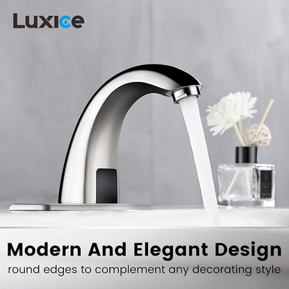Touchless Bathroom Sink Faucet - Automatic Motion Sensor Faucet - Battery Opertated for Commercial,Brushed Nickel