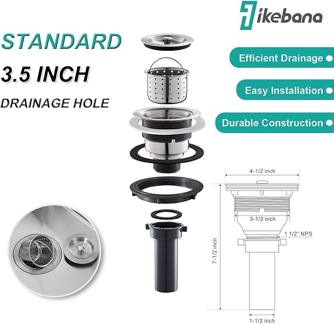 IKEBANA Kitchen Sink 22 x 18 inch, 304 Stainless Steel Brushed Nickel Small Kitchen Bar Sink, Topmount Drop in RV Single Bowl Sink with Strainer