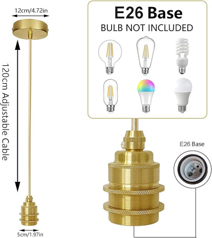 2Pack Vintage Mini Pendant Light Kit, 3.94ft Adjustable Woven Hanging Light Cord, E26 Lamp Socket, Retro Industrial Pendant Light Fixtures for Kitchen Island Bedroom Farmhouse, Bulb Not Included