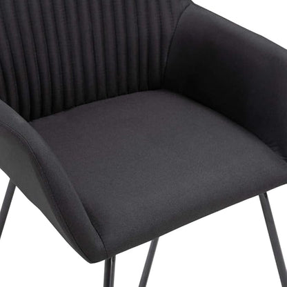 Modern Dining Chairs Set of 2 Black Fabric Upholstered Kitchen and Living Room Chairs with Sturdy Steel Legs for Farmhouse, Bistro, or Restaurant Style