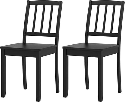 NAFORT Wood Dining Chairs Set of 2 Black, Armless Kitchen Chairs with Solid Rubber Wood Frame, Non-Slip Foot Pads, Max Load 400 Lbs, Farmhouse Seat Slat High Back Dining Room Chairs