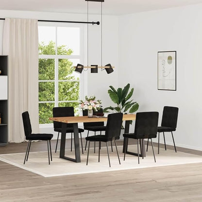 Dining Chair Set of 6 Black Velvet Upholstered Chairs with Memory Foam Cushion and Quilted Backrest for Dining Room Kitchen and Living Room
