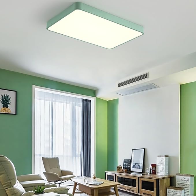 LED Ceiling Light Fixture,16 * 24 Inch Modern Rectangle Recessed Ceiling Lights,Dimmable Light,48W Green 3000K-6000K Close to Ceiling Lighting Flush Mount Living Room Bedroom