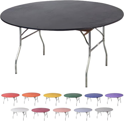 Kwik-Covers 10 Pack of Round Plastic Table Covers - 60" or 72" Round - Indoor or Outdoor Fitted Covers (Tables NOT Included) (Black, 72" Round)