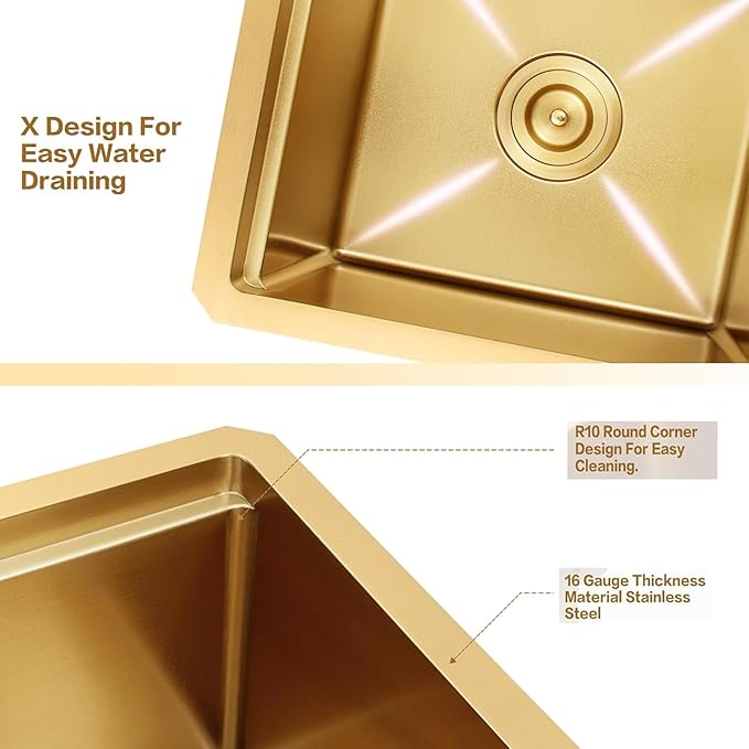 Gold Bar Sink, 16 Gauge T-304 Stainless Steel Undermount Kitchen Sink, 15 Inch Small Kitchen Sink with Accessories, 15" x 17" x 10" Single Bowl Workstation Sink For Wet Bar, Outdoor, RV