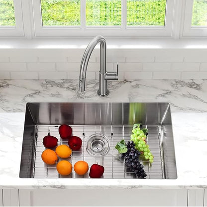 GarveeTech Undermount Kitchen Sink 36 x 18 x 10 Inch, Single Bowl Stainless Steel Sink, Brushed Finish, Includes Bottom Grid & Drain Assembly